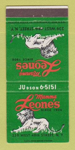 Matchbook Cover - Mamma Leone's Restaurant New York City 30 Strike