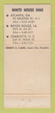 Matchbook Cover - White House Inns Atlanta Charlotte Baton Rouge 30 Strike
