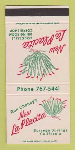 Matchbook Cover - New La Placita Restaurant Borrego Srings CA 30 Strike