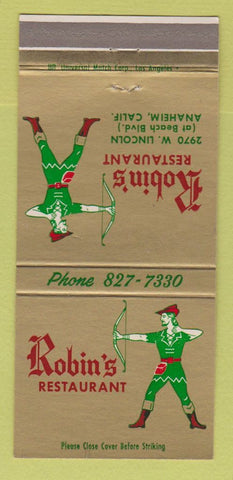 Matchbook Cover - Robin's Restaurant Anaheim CA 30 Strike