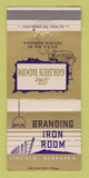 Matchbook Cover - Branding Iron Golden Room Lincoln NE 30 Strike