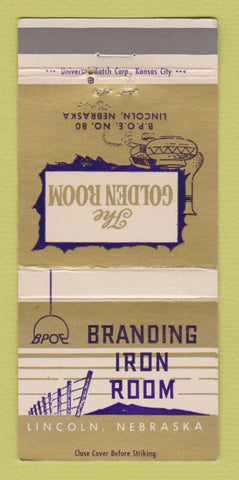 Matchbook Cover - Branding Iron Golden Room Lincoln NE 30 Strike