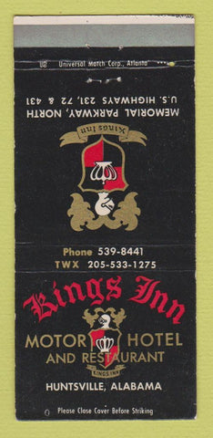 Matchbook Cover - Kings Inn Motor Hotel Huntsville AL 30 Strike