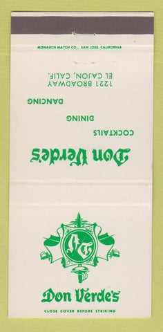 Matchbook Cover - Don Verdes Restaurant El Cajon CA 30 Strike