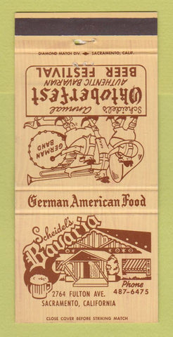 Matchbook Cover - Scheidel's Bavaria German Restaurant Sacramento CA 30 Strike