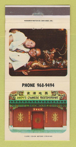 Matchbook Cover - Andy's Chinese Restaurant Mountain View CA 30 Strike