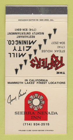 Matchbook Cover - Sierra  Nevada Inn Mammoth Lakes CA Jerry Buss 30 Strike