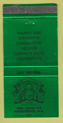 Matchbook Cover - Reifschneider's Restaurant Albuquerque NM German 30 Strike