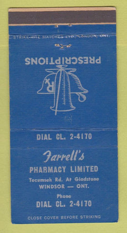 Matchbook Cover - Farell's Drug Store Windsor ON 30 Strike