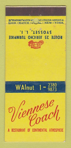 Matchbook Cover - Viennese Coach Restaurant Syosset LI NY 21 Strike Feature