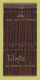 Matchbook Cover - Lloyd's Running Springs CA Restaurant 30 Strike