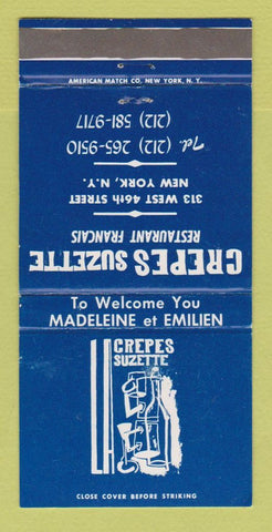 Matchbook Cover - Crepes Suzette Restaurant New York City 30 Strike