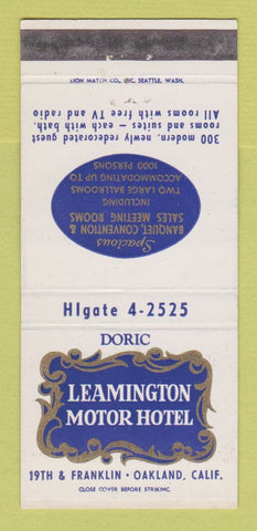 Matchbook Cover - Leamington Motor Hotel Oakland CA WEAR 30 Strike