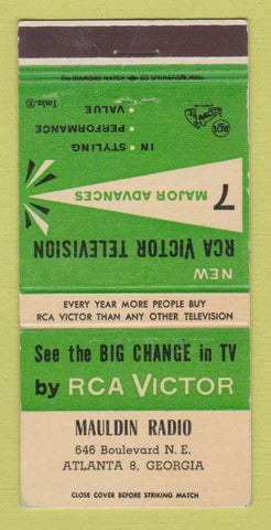 Matchbook Cover - RCA TV Mauldin Radio Atlanta GA 30 Strike