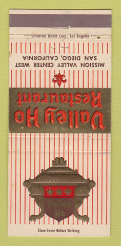 Matchbook Cover - Valley Ho Restaurant San Diego CA 30 Strike