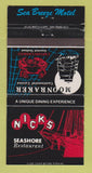 Matchbook Cover Nicks Seashore Restaurant Sea Breeze Motel Pacifica CA 30 Strike