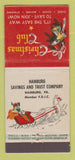 Matchbook Cover - Hamburg Savings PA Christmas 21 Strike Feature