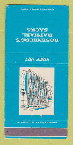 Matchbook Cover Rosenberg's Raphael Sacks Funeral Miami Beach FL WEAR 30 Strike