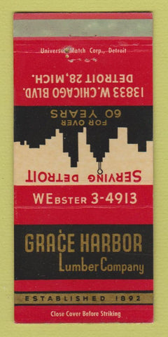 Matchbook Cover - Grace Harbor Lumber Detroit MI WEAR 30 Strike