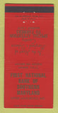 Matchbook Cover - 1st National Bank Southern MD Upper Marlboro MD RED 30 Strike