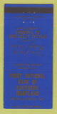 Matchbook Cover - 1st National Bank Southern MD Upper Marlboro MD BLUE 30 Strike