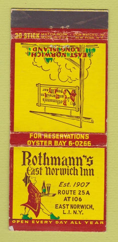 Matchbook Cover - Rothmann's East Norwich Inn LI NY WEAR 30 Stick