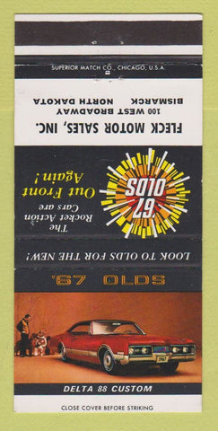 Matchbook Cover - 1967 Oldsmobile Fleck Bismarck ND 30 Strike