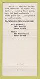 Matchbook Cover - The Tropics Hilo Hawaii WEAR 30 Strike