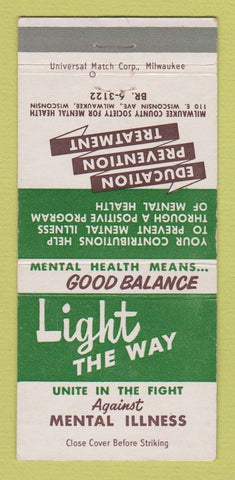 Matchbook Cover - Light the Way Against Mental Illness Milwaukee WI 30 Strike