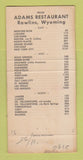 Matchbook Cover - Adams Restaurant Rawlins WY 30 Strike