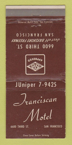 Matchbook Cover - Franciscan Motel San Francisco CA 30 Strike
