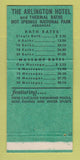 Matchbook Cover - Arlington Hotel Hot Springs National Park AR 30 Strike