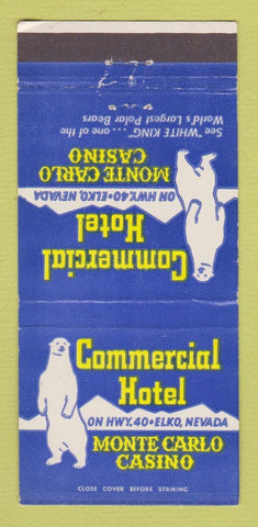 Matchbook Cover - Commercial Hotel Casino Elko NV polar bear 30 Strike