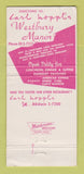 Matchbook Cover - Carl Hoppl's Westbury Manor LI NY WEAR 30 Strike