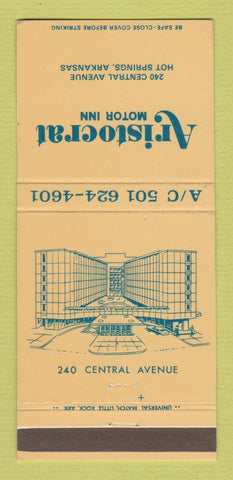 Matchbook Cover - Aristocrat Motor Inn Hot Springs AR 30 Strike