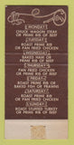 Matchbook Cover - Valentine's Chuck Wagon Dinner Oakland CA 30 Strike