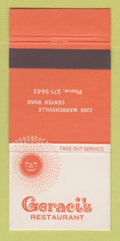 Matchbook Cover - Geraci's Restaurant University Heights OH 30 Strike