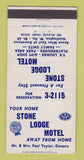 Matchbook Cover - Stone Lodge Motel Huntington WV 30 Strike