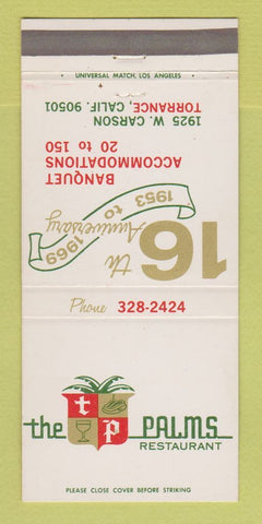 Matchbook Cover - Palms Restaurant Torrance CA 1969 30 Strike