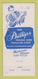 Matchbook Cover - Phillips Liquor Store Stockton NJ 30 Strike