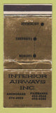 Matchbook Cover - Interior Airways Inc Anchorage Fairbanks AK WORN 30 Strike