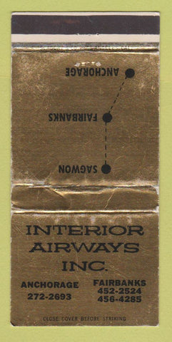 Matchbook Cover - Interior Airways Inc Anchorage Fairbanks AK WORN 30 Strike
