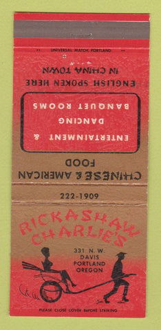 Matchbook Cover - Rickashaw Charlie's Portland OR Chinese 30 Strike