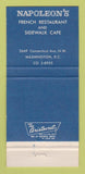Matchbook Cover - Napoleon's Restaurant Washington DC 30 Strike