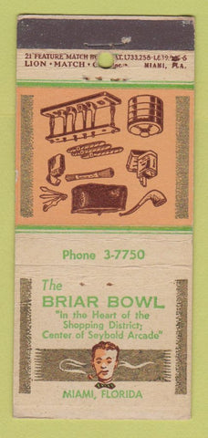 Matchbook Cover - Briar Bowl Tobacco Miami FL 21 Strike Feature