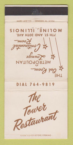 Matchbook Cover - Tower Restaurant Moline IL 30 Strike