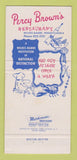 Matchbook Cover - Percy Brown's Restaurant Wilkes Barre PA 30 Strike