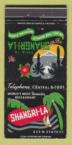 Matchbook Cover - Shangri La Chicago IL Restaurant 30 Strike