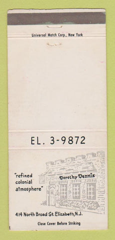Matchbook Cover - Dorothy Dennis Restaurant Elizabeth NJ 30 Strike
