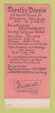 Matchbook Cover - Dorothy Dennis Restaurant Elizabeth NJ 30 Strike